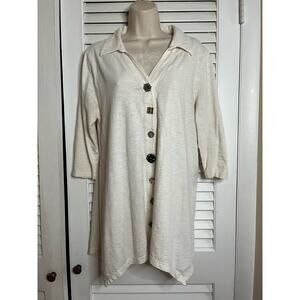 Soft Surroundings Womens Danielle Eclectic Button Top Ivory Cream Size Large